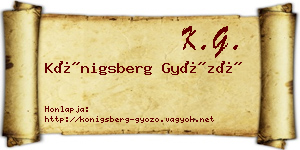 Königsberg Győző névjegykártya